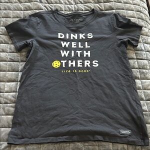 Life Is Good Pickleball Women's Black Tee with Yellow Print So nice